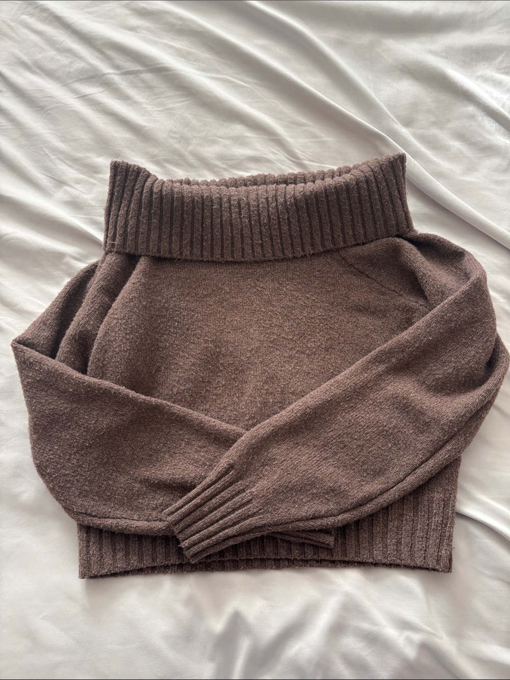 Hollister Chocolate Brown Off-Shoulder Foldover Sweater - Size XS